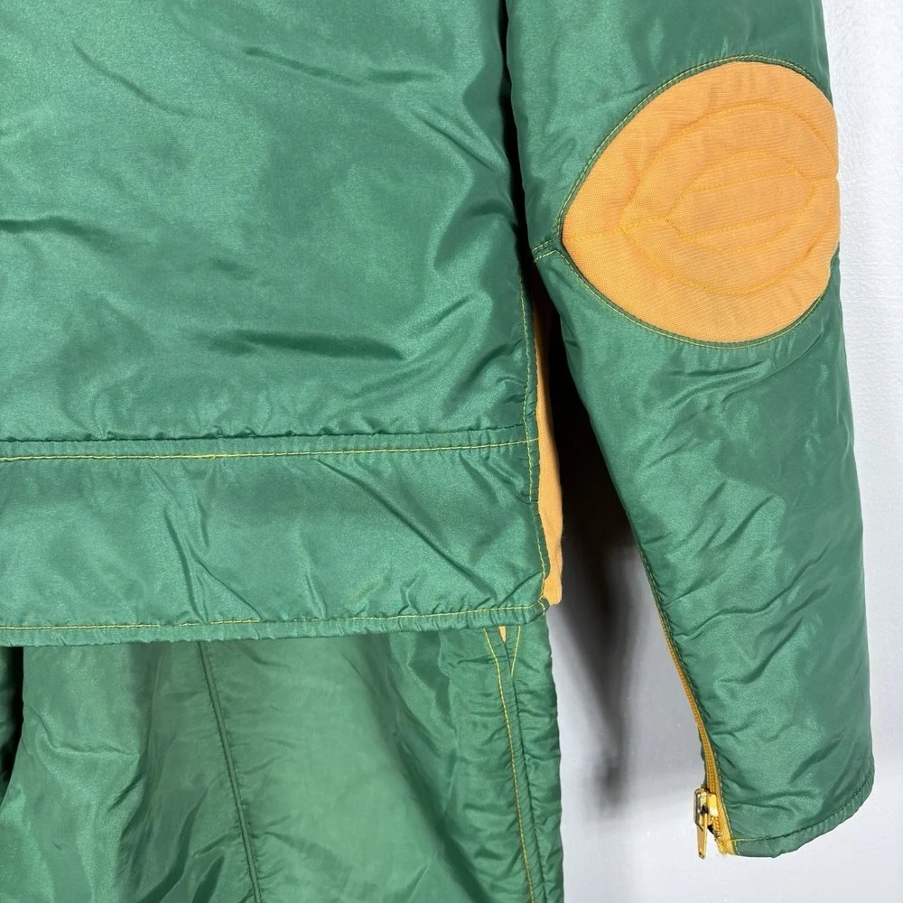 Beconta Men's Medium Green Orange Two Piece Coat Jacket 60s 70s‎ Snow Bib VTG